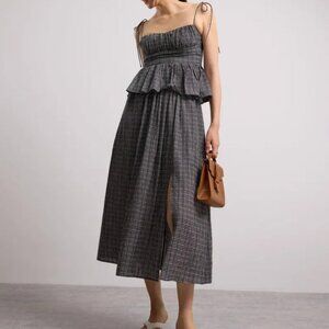 NWT Love Bonito Crinkled Check Lyocell High Waist Flare Midaxi Skirt Size XS